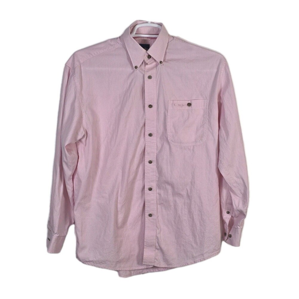 Wrangler Shirt Mens Medium‎ Pink Breast Cancer Long-Sleeve Button Up Shirt